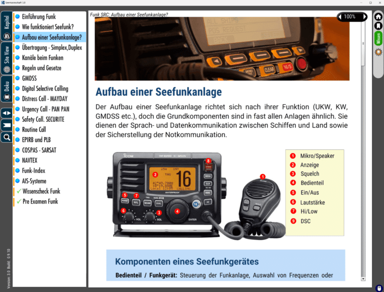 Seefunkgerät mit Bedienungsanleitung