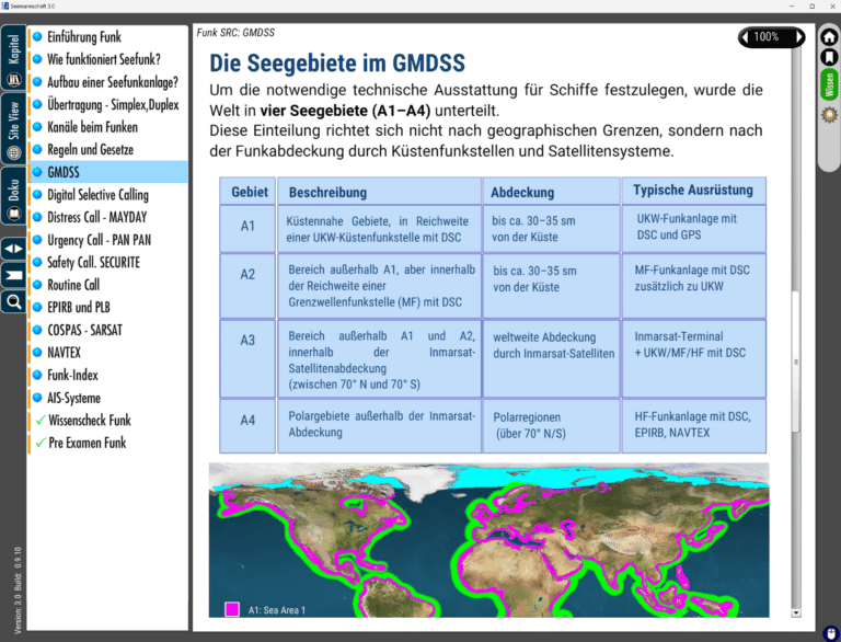 Karten der Seegebiete im GMDSS