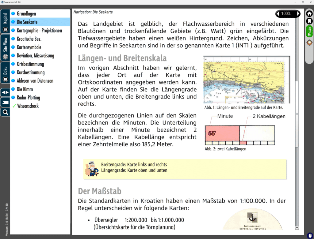 Karten und Maßstab in Kroatien