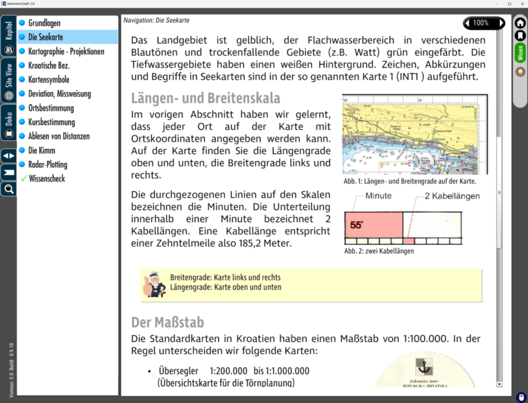 Karten und Maßstab in Kroatien